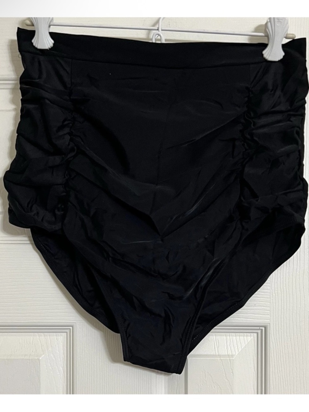 COCOPEAR High-Waisted BLACK SIZE XL SIDE Ruched BIKINI Swimsuit Bottoms NEW TAG